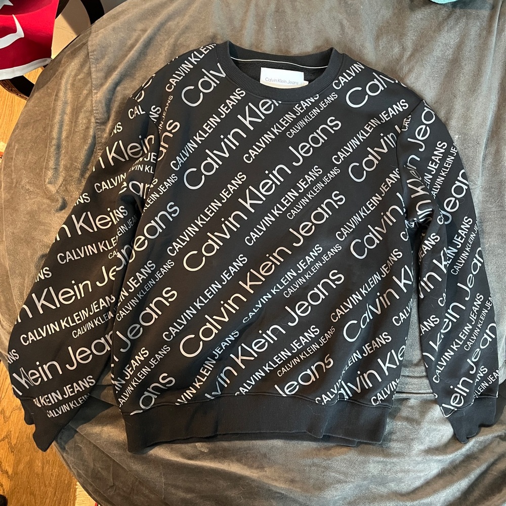 Calvin Klein Logo Sweatshirt Hoodie Size L